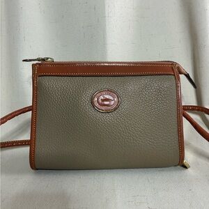 Vintage Dooney & Bourke AWL Crossbody Pouch USA Taupe Brown